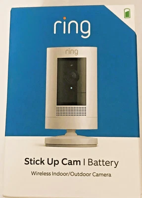 Ring Stick Up Cam Batería Inalámbrica Interior/Exterior Cámara Blanca Foto 1 de 2