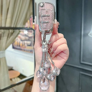 Diamante Rosa para Audi A1 A3 A6 Q2 Q3 Q7 TT TTS R8 S3 S6 Llave Coche Estuche Cubierta Llavero - Imagen 1 de 5