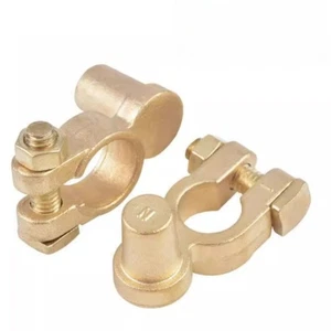 Brass Battery Terminals 1 Pair Positive Negative for Car Truck and Boat - Picture 1 of 7