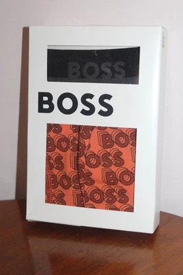 HUGO BOSS MENS TRUNKS 1-PACK COTTON JERSEY LOGO PRINT BLACK & ORANGE SIZE XL Foto 1 de 3