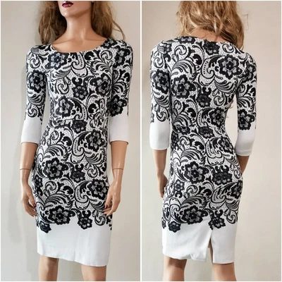 🆓US🛃  Dolce&Gabbana floral lace printed ligth gray dress IT 36 XS - Image 1 of 4