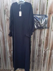 IWEMEK Vestido de Oración Islámica y Velo Musulmán 2 Piezas Abaya Negro Arruga 2X 3X - Imagen 1 de 11