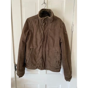 Abercrombie & fitch Adirondack jacket mens medium brown heavy faux fur lined y2k - Picture 1 of 11