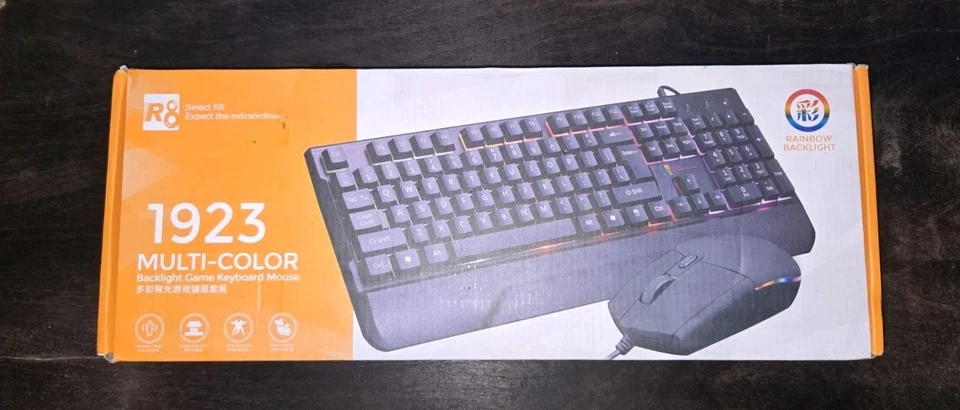 Rainbow LED Gaming Keyboard & Mouse Set Multicolor Changing Backlight Mouse Mice - Image 1 of 2