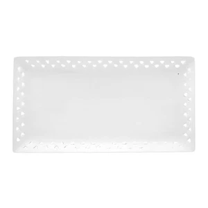 Bandeja Rectangular Blanca Con Bordes En Porcelana 25,8x12,3x2,2 Cm - Imagen 1 de 1