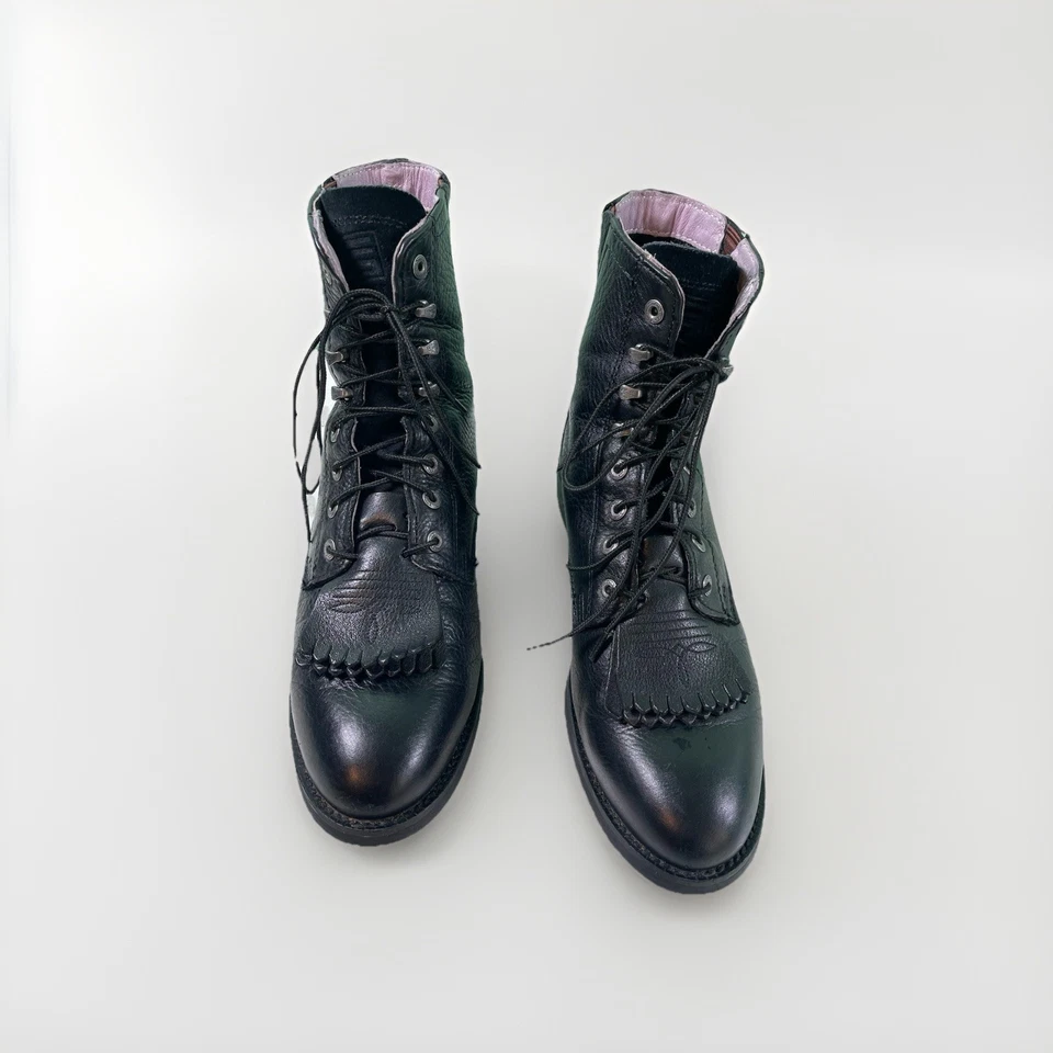 Botines vintage ARIAT ATS Kiltie Roper cuero negro para mujer EE. UU. 9,5 B Foto 1 de 4