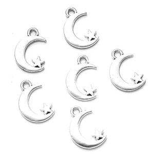 BLUK 200Pcs Moon Star Charms DIY Jewelry Making Pendants Antique Silver - Picture 1 of 1