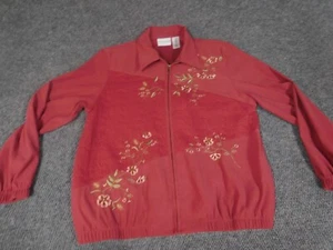 Alfred Dunner Jacket 14 Pink Floral Womens Full Zip stretch ends - Picture 1 of 9