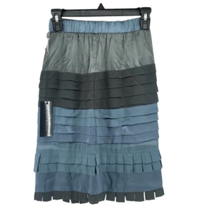 Massimo Rebecchi Women’s Blue Ombre Silk Layered Tiered Straight Skirt Size 6/8 - Picture 1 of 14