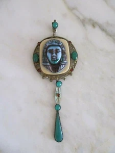 Neiger Brothers 1920ties Egyptian Revival Czech Glass-Brass Pendant - Picture 1 of 5