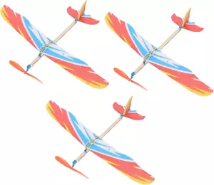 Tomaibaby 3pcs Balsa Wood Glider Plane Aircraft Model Rubber Band Powered... - Picture 1 of 9