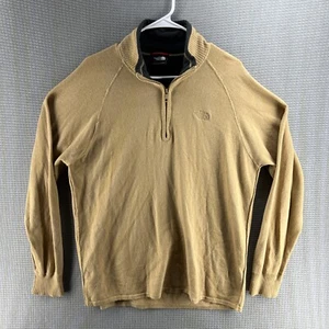 Mens Large 1/4 Zip The North Face Brown Sweater Wool Cotton Rayon Blend - Picture 1 of 6