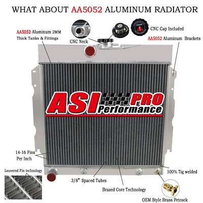 22"W Core 4 Row Aluminum Radiator For 1966-1969 Dodge Charger Coronet 7.2L - Image 1 of 4