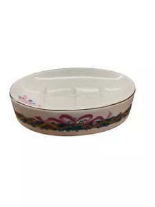 Vintage Ceramic Soap Dish With Floral Ribbon Design Made In Japan Oval 5.25 - Picture 1 of 4