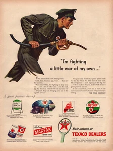 A9 Texaco Gas Pump Oil Sky Fire Chief 1945 Life Magazine Advertising Print Ad - Picture 1 of 1
