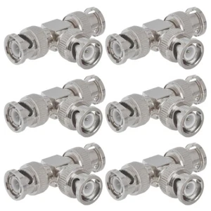 6x BNC 1 Male to 2 Male Coax Coaxial Cable Adapter Splitter Connector Video CCTV - Picture 1 of 2