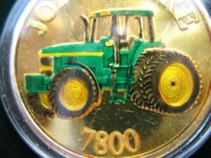 1-OZ.JOHN DEERE MODEL 7800 TRACTOR FATHER'S DAY GIFT.999 PROOF SILVER COIN+GOLD - Picture 1 of 9