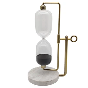Schwelle Messing & Marmor drehbare Sanduhr 11" groß gold weiß schwarz 15min Timer - Bild 1 von 5