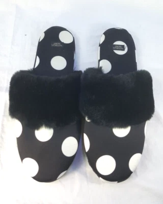 Victoria’s Secret Women's Slippers, Black Polka Dot Size Large (9-10) - Image 1 of 4