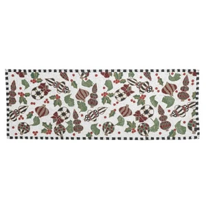 NIP Mackenzie-Childs DECK THE HALLS White BEADED Table Runner SO FESTIVE! NEW! - Picture 1 of 1