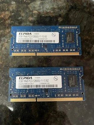 Elpida (TOTAL 4GB) 2 X 2GB 1RX8 PC3- 12800S-11-10-B2 RAM - Image 1 of 3