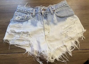 Vintage 90's Levis 550 Cutoff Acid Wash USA Made Shorts Denim Sized 9 READ - Picture 1 of 9