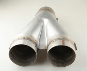Universal Exhaust Y-Pipe 4" Dual 3.5" Single Aluminized Steel - Picture 1 of 3