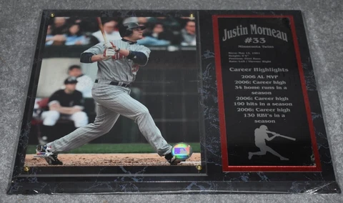 MINNESOTA TWINS JUSTIN MORNEAU #33 SPORTS PLAQUE 12"X15" Cover