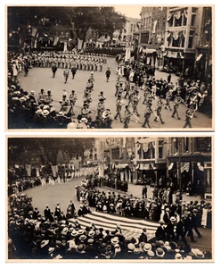 Stamford Connecticut Patriotic Parade Hartwell Delap 1910s RPPC Postcards x2 - Picture 1 of 5