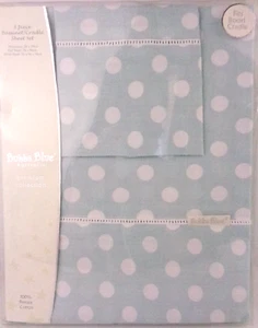 Bubba Blue 3 Piece Sky/White Spot Bassinet/Cradle Sheet Set Fits Boori Cradle - Picture 1 of 4