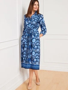 Talbot's TIE WAIST SHIRTDRESS - WHIMSICAL FLORAL - Picture 1 of 8