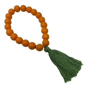 Guirnalda de cuentas de madera de Pascua zanahoria 10 pulgadas borla nivel bandeja acento decoración naranja - Imagen 1 de 8