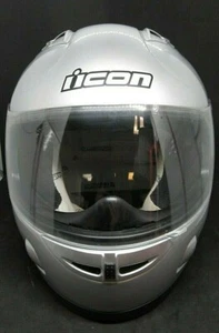 ICON IC-01 Small Motorcycle Helmet Silver - Picture 1 of 6