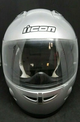 ICON IC-01 Small Motorcycle Helmet Silver - Image 1 of 4