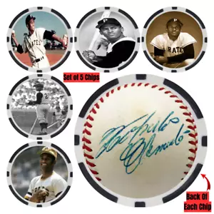 Roberto Clemente SIGNED Baseball Legends Poker Chip Set (5) - Picture 1 of 2