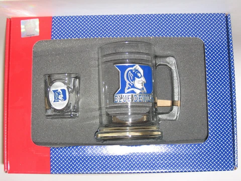 Duke Blue Devils Glass Tankard Mug & Shot Glass Boilermaker Set FREE SHIPPING!! Cover