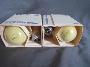 Vintage 2 pk of 2 Phillips Incandescent Yellow Bug A Way Light Bulb 60W 120v - Picture 1 of 6