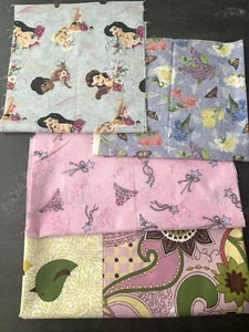 Mixed Fabric Lot, Cotton Remnants, 4 pcs. for Sewing and Craft Projects, Vintage - Picture 1 of 8
