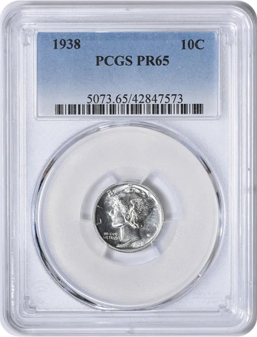 1938 Mercury Silver Dime PR65 PCGS Cover