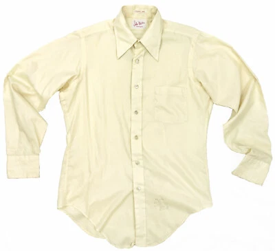 John Weitz 20 世纪 70 年代复古美国制造纽扣长袖衬衫男式 L 15.5 34 — 第 1/3 张图片