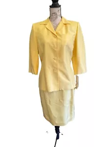 Travis Ayers Silk Yellow Blazer Knee Length Pencil Skirt Suit Set 8 NEW Coastal - Picture 1 of 15