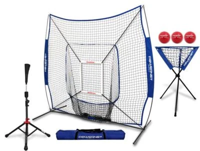 PowerNet Baseball Softball Practice Net 7x7 with Baseball Accessories - Image 1 of 4