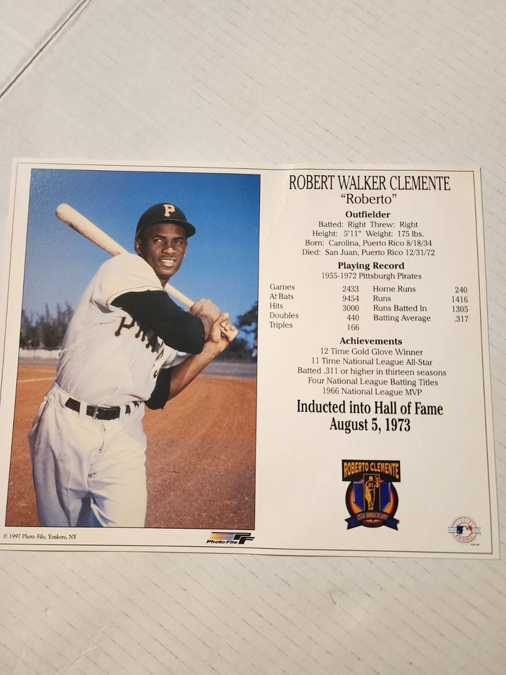 ROBERTO CLEMENTE HALL OF FAME INDUCTION CERTIFICATE 25th Anniversary Ed. - Image 1 of 1