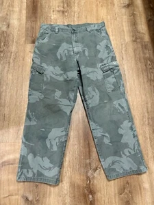 Wrangler Pants Mens 36x28 Green Camo Cargo Woodland Camoflauge Tapered - Picture 1 of 10