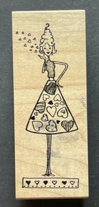 Flaco Moda Niña Soplando Corazones Beso Día de San Valentín Símbolo Madera Goma Sello - Imagen 1 de 4