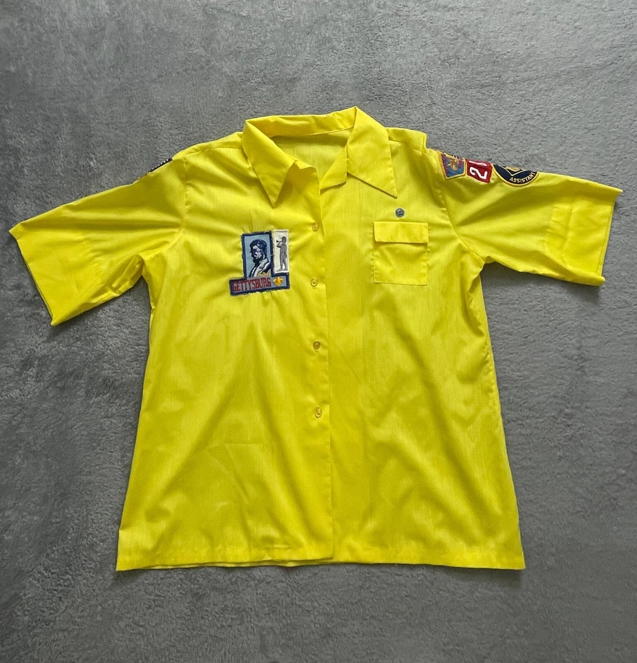 Boy Scouts of America Shirt Men's Large Yellow Den Leader Short Sleeve Uniform - Image 1 of 4
