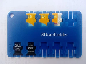 Blue Micro SIM/SD Card Holder Storage Case Wallet Size Cell Phone/Tablet USA - Picture 1 of 6