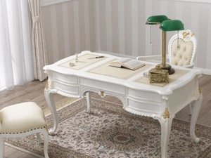 Schreibtisch Diana Chippendale Barock Stil Decapé cm 180 elfenbeinweiß und Bl... - Bild 1 von 4