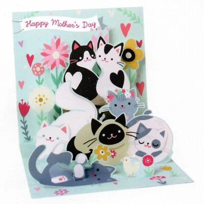 Cute Cats MOTHER'S DAY Pop-Up Card, "Kitties" Art by Irene Chan — Up With Paper - Image 1 of 4