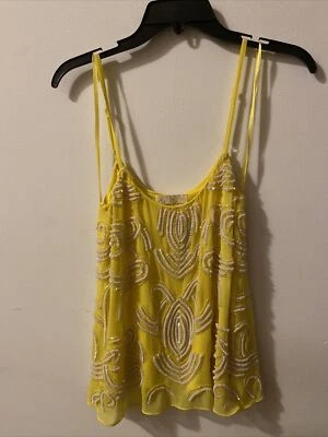 Yumi Kim Yellow Sequin Detail Spaghetti Strap Top. Womens Size XS - Image 1 of 4